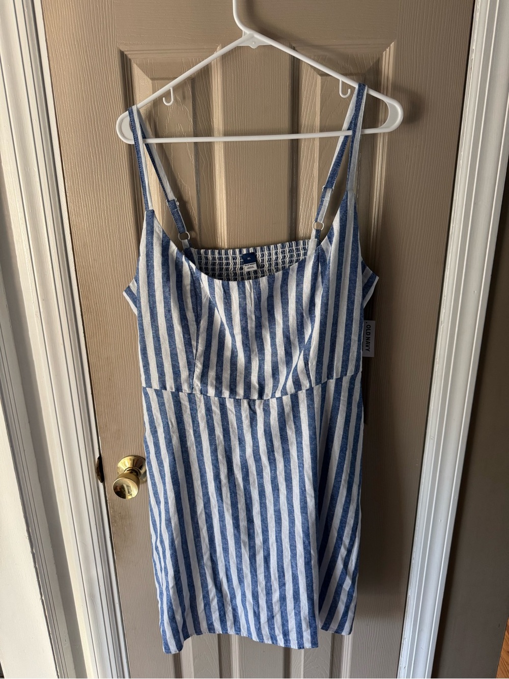 Old Navy Blue and White Textured Stripe Top